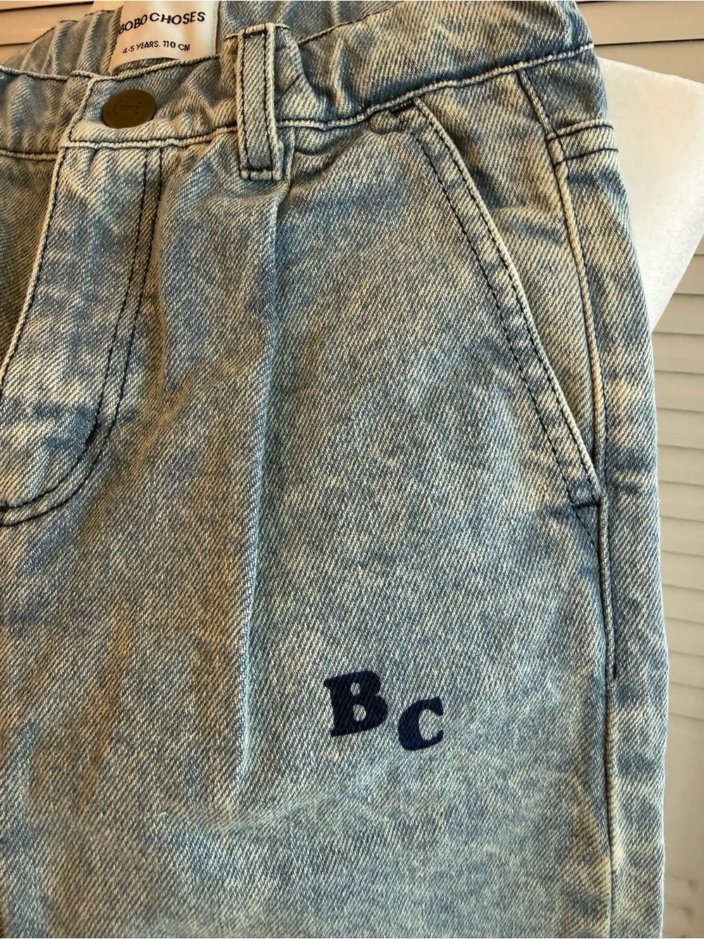 Bobo Choses Light Blue Denim Jeans with Green & Blue Patches - Picture 3 of 8
